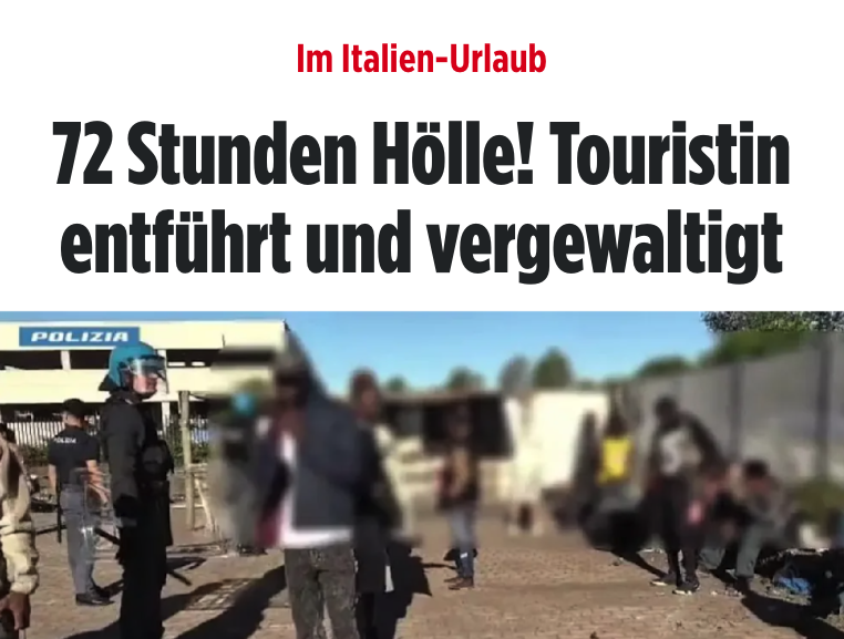 unblogd's tweet photo. In Italien wurde eine 23-jährige Kolumbianerin 72 Stunden lang von illegalen Afrikanern entführt und vergewaltigt.

Wieder ist das Leben einer junge Frau jetzt schon zerstört. Wieder wird es Linken egal sein.

REMIGRATION. https://t.co/kJwkdZrBLg