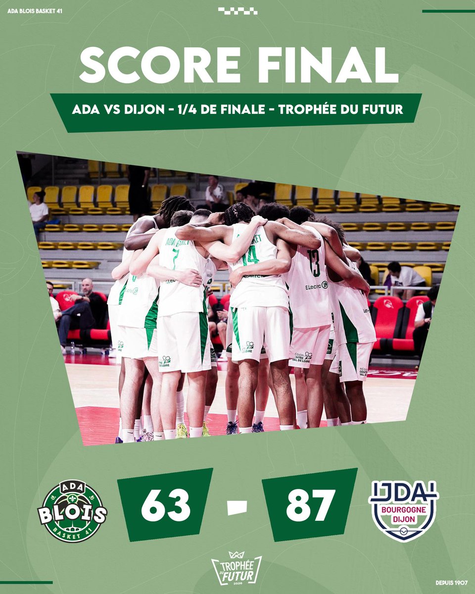 ADABloisBasket's tweet photo. 𝗙𝗶𝗻 𝗱𝘂 𝗠𝗮𝘁𝗰𝗵 🏀
L'aventure s'arrête en 1/4 de finale pour nos Espoirs qui s'inclinent cet après-midi face à une solide équipe de la @jdadijonbasket.
Bravo aux joueurs et au staff pour le parcours réalisé cette saison 🏆
📸 LNB
#CentreDeFormation #ADABlois https://t.co/rw72KokVYh