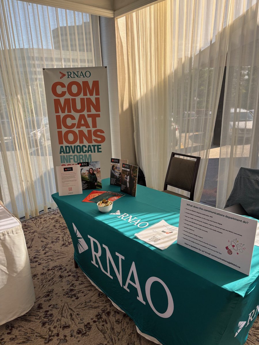 CommsAssistRNAO's tweet photo. Are you attending #RNAOAGM? Come visit the Communications booth to learn more about our team and the work we do. 

@RNAO @marionzych @RNJeditor @RNAOCommsWriter @RNAOediting https://t.co/eXGWB25W8I