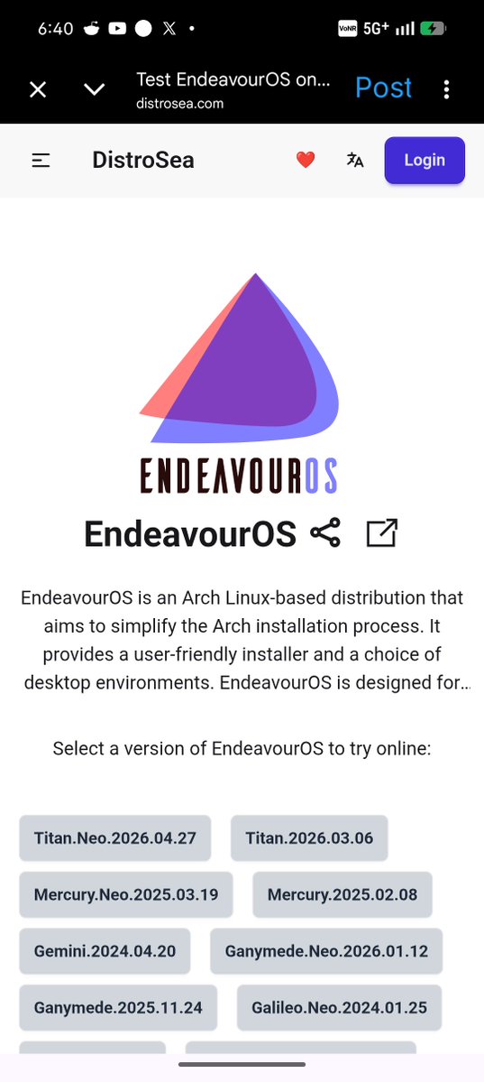 Techjunkie_Aman's tweet photo. Linux users have had this hidden gem for years.

You can test 50+ Linux distros directly in your browser for free.

No install.
No VM.
No USB.

Just launch and explore instantly.

It includes:
• Ubuntu
• Arch
• Fedora
• Linux Mint
• CachyOS
• Tails
• Pop!_OS
• NixOS
• and hundreds more versions

This removes the biggest barrier stopping people from trying Linux.

Honestly addictive to explore.