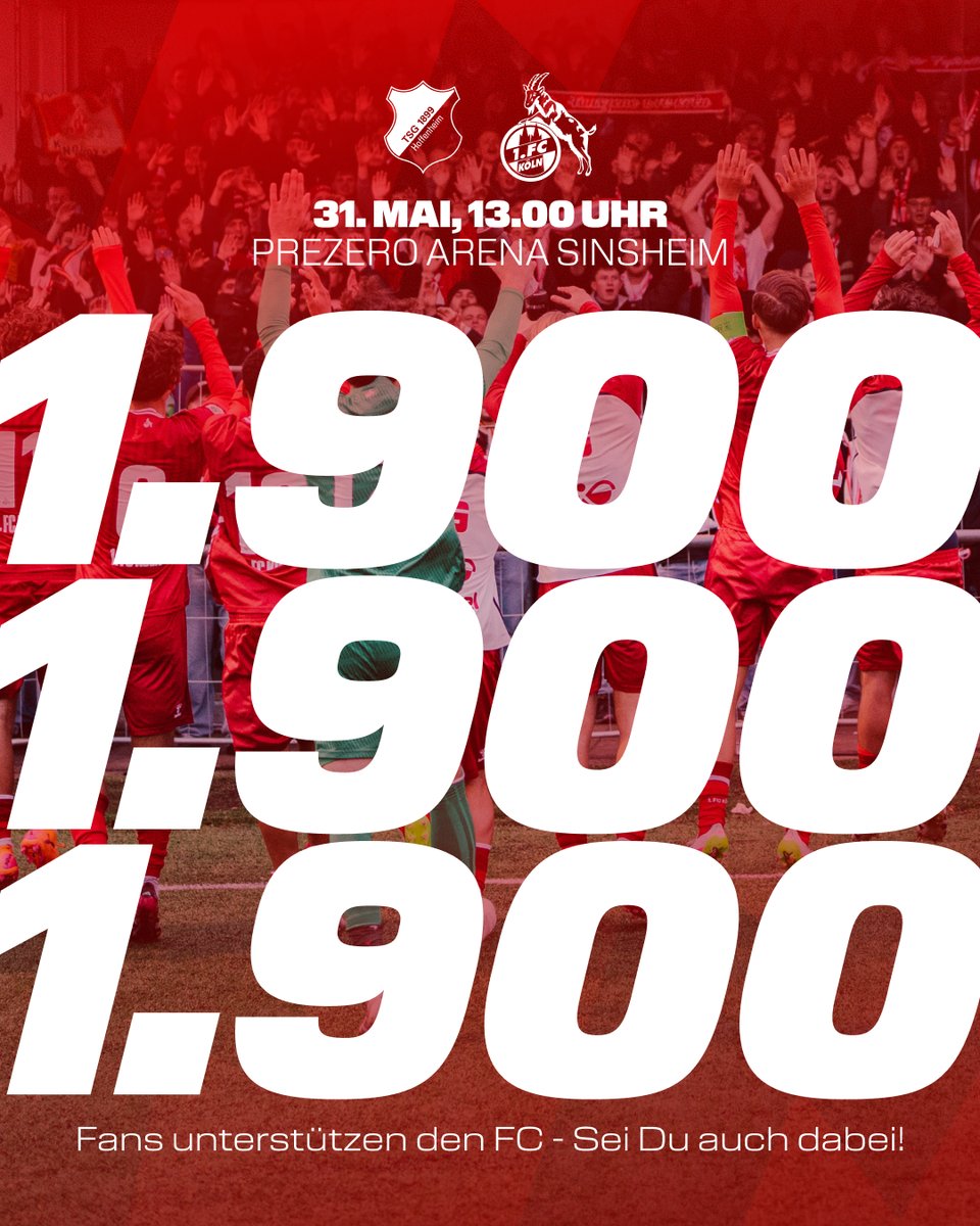fckoeln's tweet photo. Mit Euch im Rücken nach Sinsheim! 🔴⚪️
Kommt noch mit und helft unseren Jungs aus der #effzeh-U19 bei der Mission Titelverteidigung! 🏆❤️🔥
___
#effzeh #younggoats https://t.co/4JYTg6cmVc