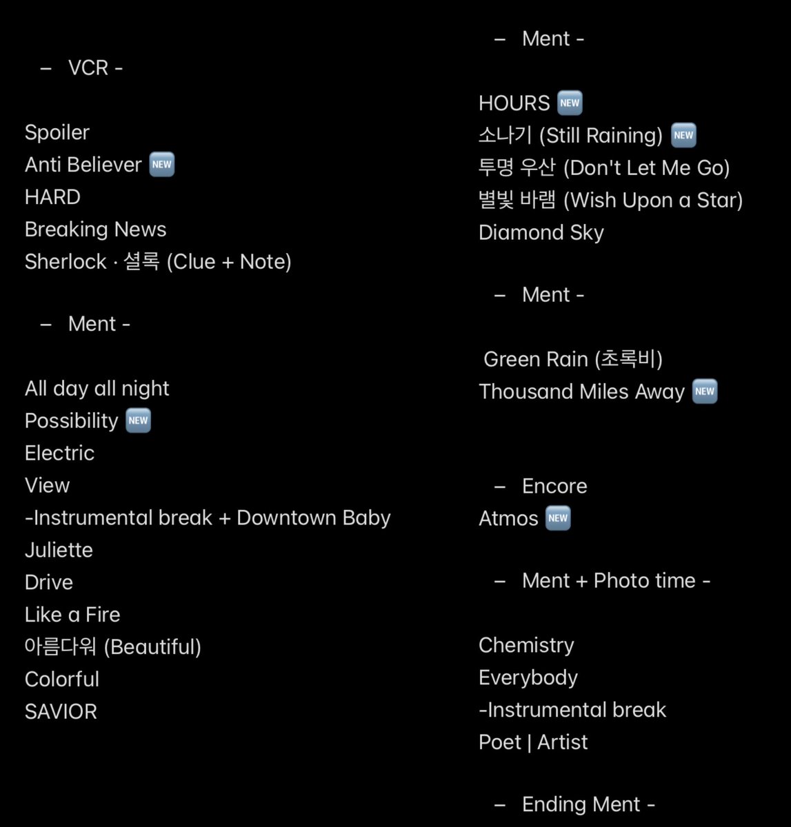 TAEMdoku's tweet photo. 260529 SHINee World VIII The Invert
Day 1 - Setlist 

#SHINee #샤이니
#2026샤이니월드VIII #THE_INVERT
#2026_SHINeeWORLD_VIII_THE_INVERT https://t.co/KYip25nnED