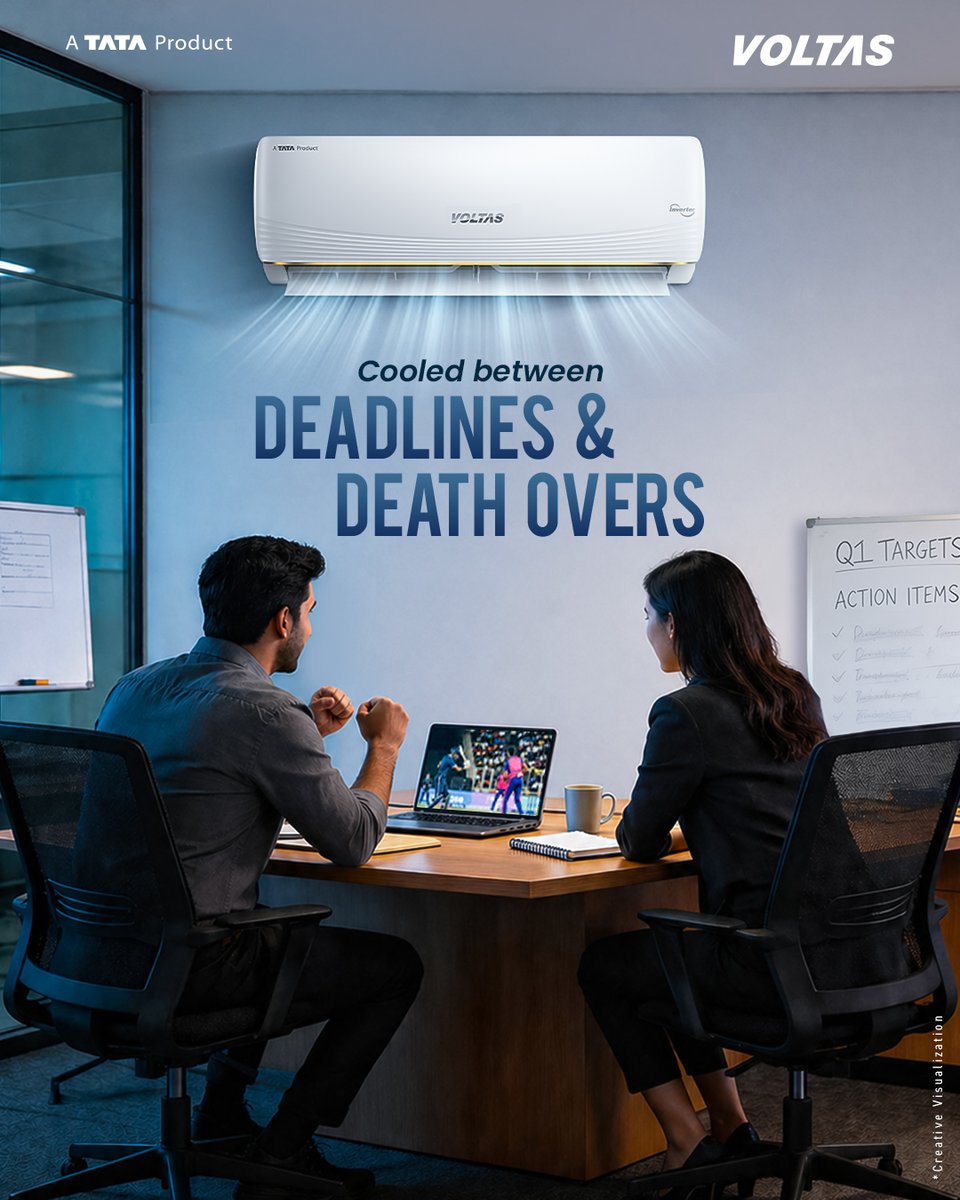 myvoltas's tweet photo. Pressure on the targets. Pressure in the death overs.
Good thing the cooling is handled by Voltas ACs keep every workday and match day chilled.
#Voltas #DeathOvers #StayCooled #WorkAndWatch https://t.co/WGVXMkDGNA