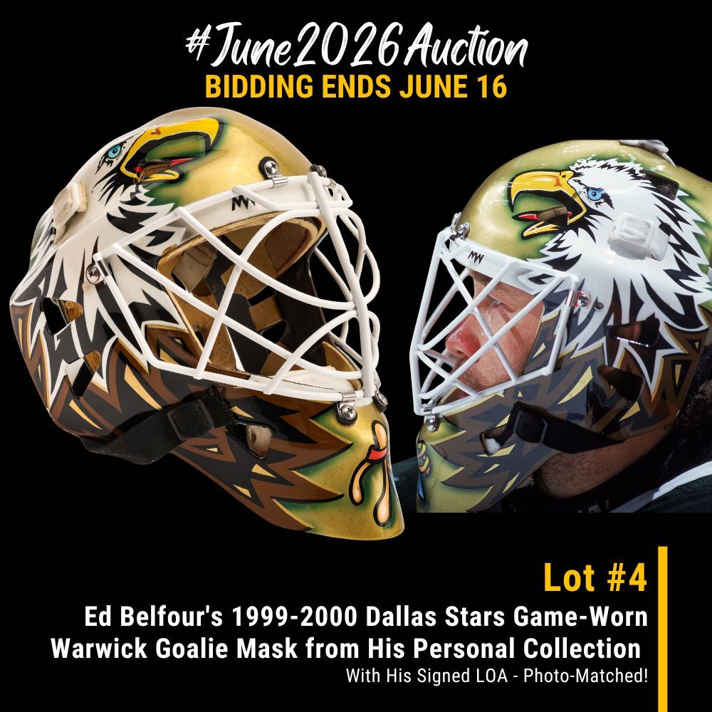 classic_auction's tweet photo. Offered here is this Stars mask worn by Ed Belfour during the 1999-2000 season that saw him record 32 wins, a GAA of 2.10 and a 91.9 save%!

Discover the full lot and bid today!

🔗https://t.co/Sy3cAAMqFV

#WeAreHockey https://t.co/qs7wqpayYF