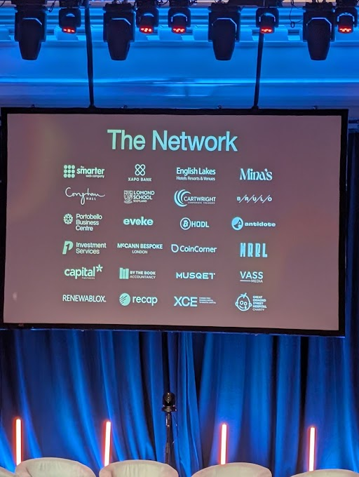 RenewaBlox's tweet photo. Nice to see @RenewaBlox on the big screen among such big names in the industry as part of @BitcoinColl's presentation at @smarterwebuk's Unconference in Bristol this morning.
Our Co-CEO @CL_Wheeler is there all day &amp; for the dinner tonight, so don't forget to say hi! https://t.co/y2Svqb4kRm