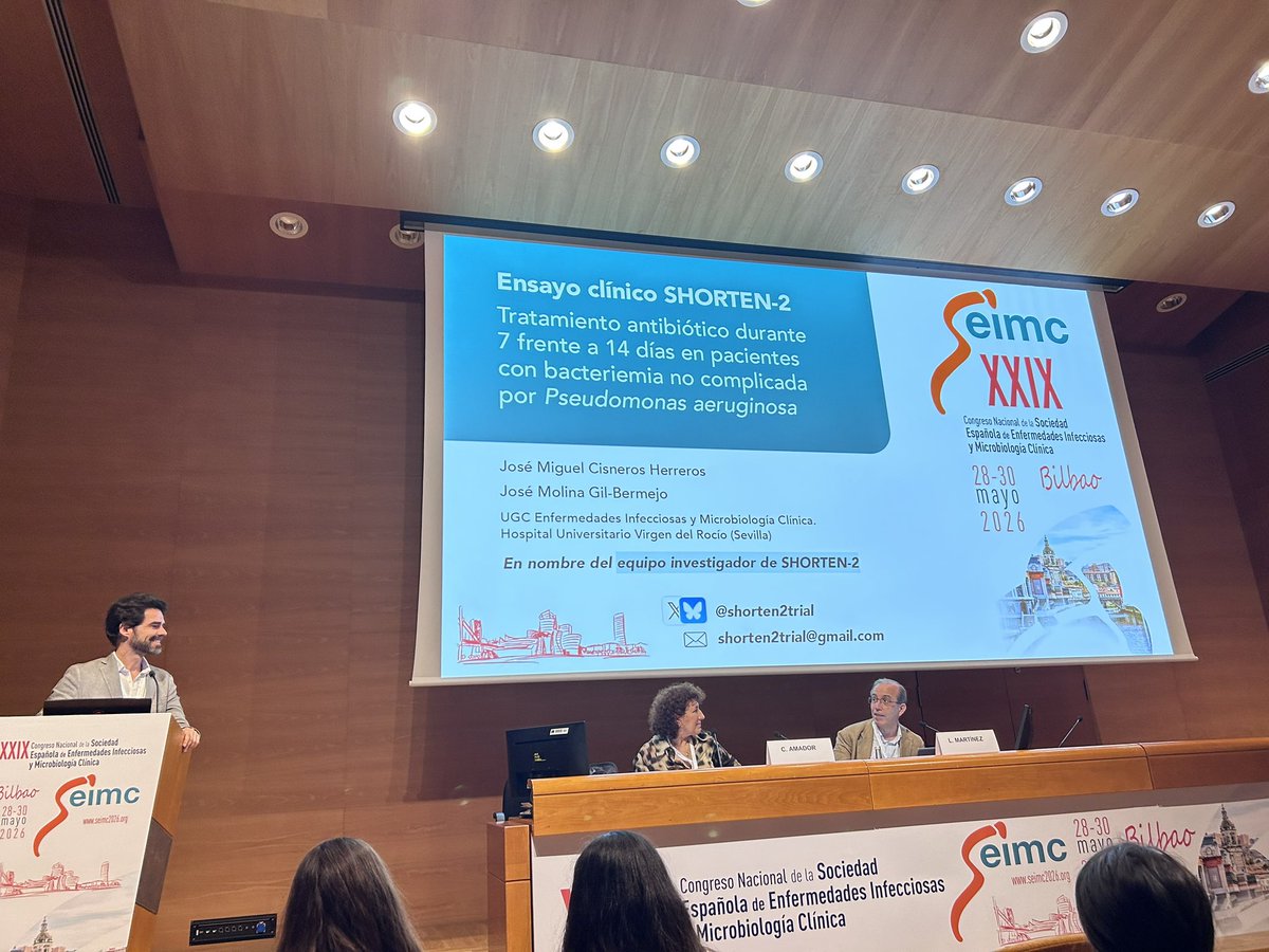 nicomerchante's tweet photo. Seven days is not inferior (and better!!) to 14 days for the treatment of Pseudomonas aeruginosa bacteremia @shorten2trial presented at @SEIMC_ 

Amazing work led by @josemolinagb and Jose Miguel Cisneros 🙌🏻

@ABsteward @BradSpellberg 
@ProaValme @guiaprioam https://t.co/QOtpTFf7VD