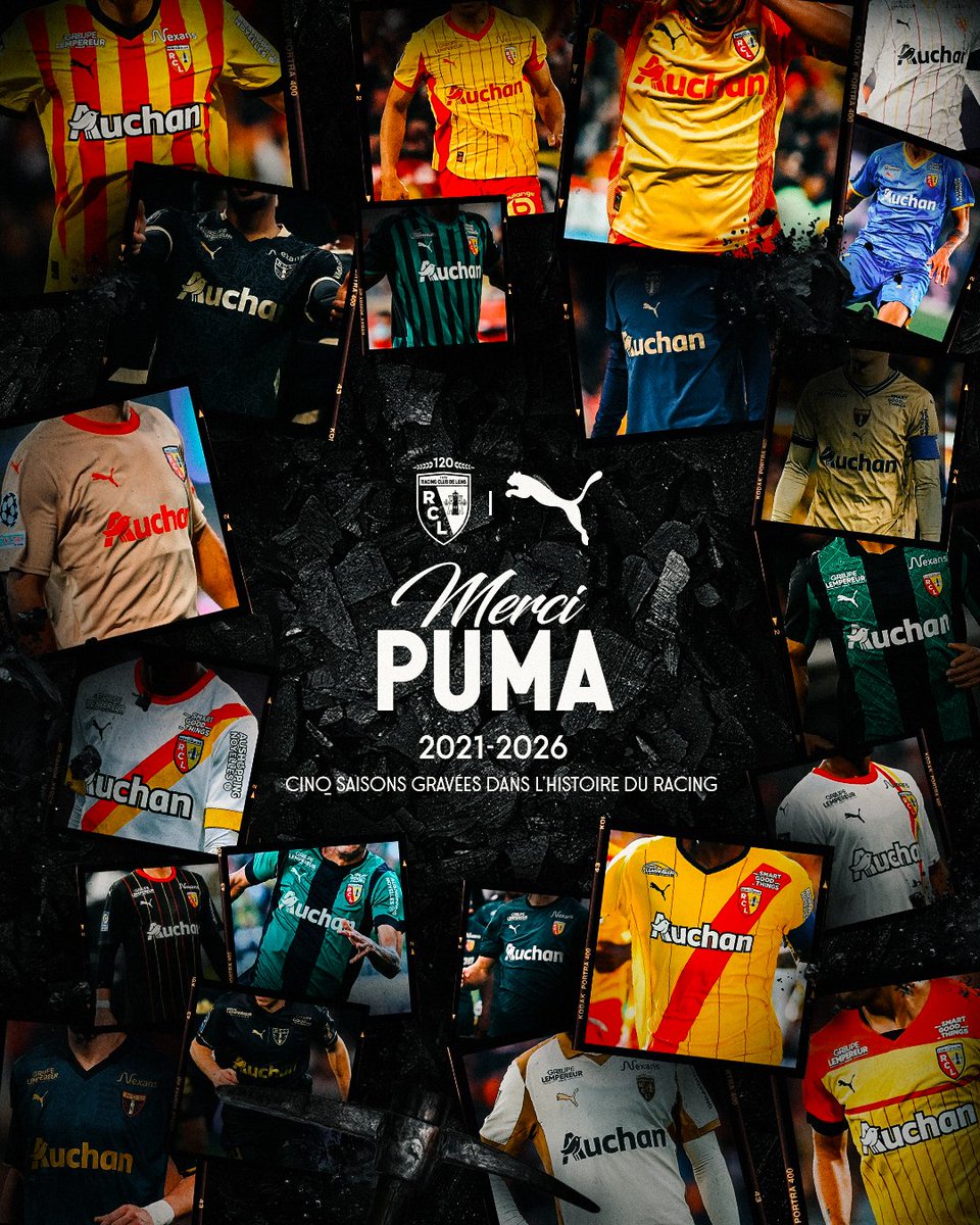 RCLens's tweet photo. Merci 𝗣𝗨𝗠𝗔 🤝

𝟓 saisons
𝟐𝟏 tuniques
𝟓 maillots Sainte-Barbe
𝟏 maillot Europe au design iconique

Partenaire d'émotions historiques, @pumafootball a marqué de sa griffe le renouveau du Racing. https://t.co/k4MrEtUv2w