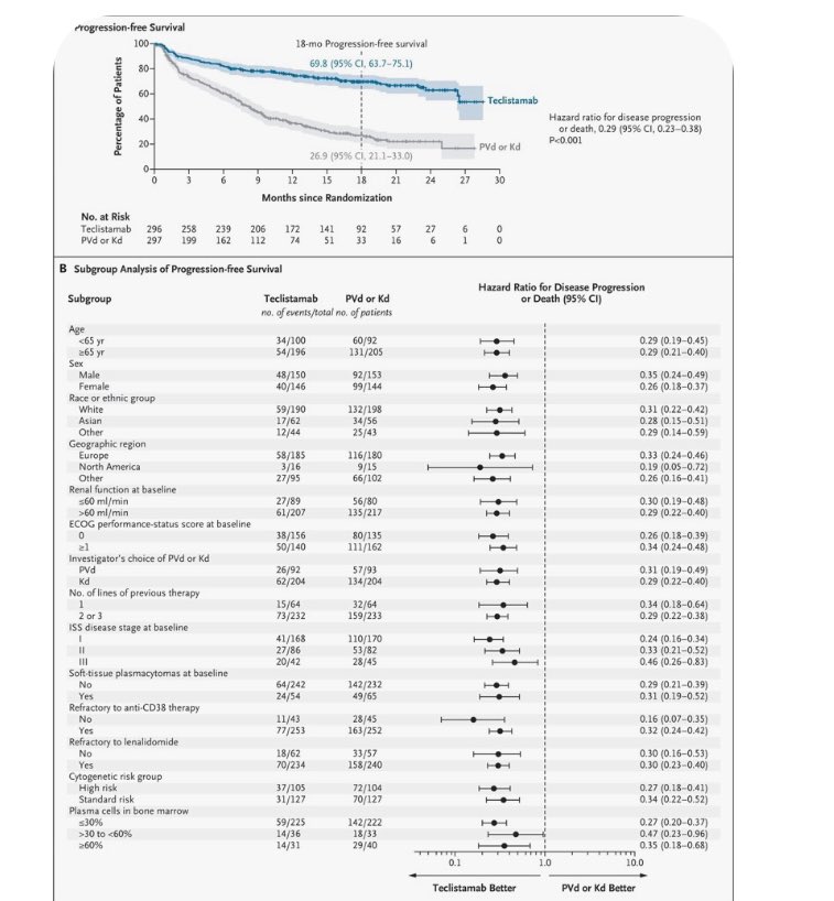 VincentRK's tweet photo. Just out: Majestic Majestec-9 results.  
#ASCO26 @NEJM 

Single agent teclistamab beats standard triplet in relapsed myeloma.  

https://t.co/2TeFjBuZSv
@DrOlaLandgren @thanosdimop https://t.co/YzL3USaptY