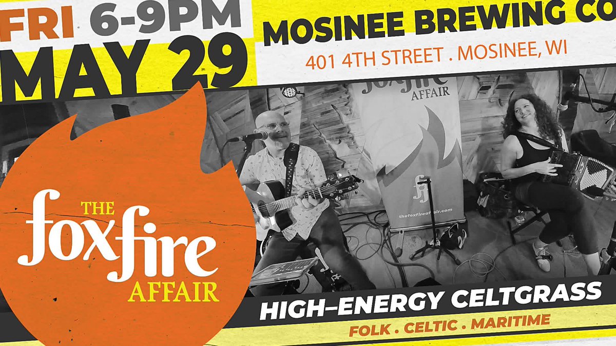 foxfireaffair's tweet photo. Tonight (FRI) we're strolling into Mosinee Brewing Company in Mosinee, WI (6PM) #folk #celtgrass #celticmusic #irish #scottish #bluegrass #maritime #seashanties #livemusic https://t.co/Em5OeZriNB