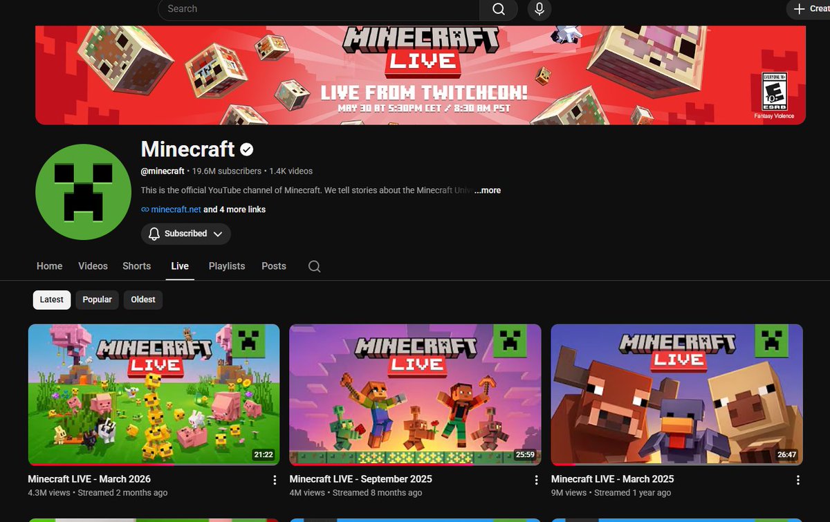 CraftYT01's tweet photo. I'm wondering why Mojang didnโt include the Minecraft Live wait like usual.
#minecraft_live #Minecraft https://t.co/AC8E71SCN8