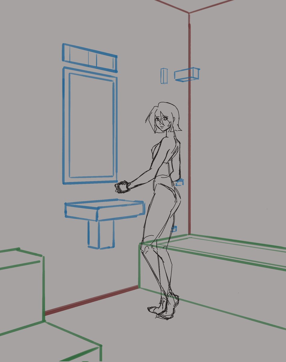 HEART___001's tweet photo. First time trying drawing an environment. This suppose to be hatsune miku cutting off her hair btw. https://t.co/egD09UerDl