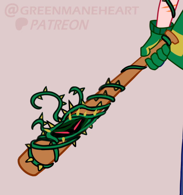 GreenManeHeart's tweet photo. Remember when I said I will still show some sneak peak art from the 4 silhouette human figures?

Here's one of them 🌱

(it's the one who's holding the bat, not the spikeweed)
#pvzoc #pvz https://t.co/I3uqRknLtj