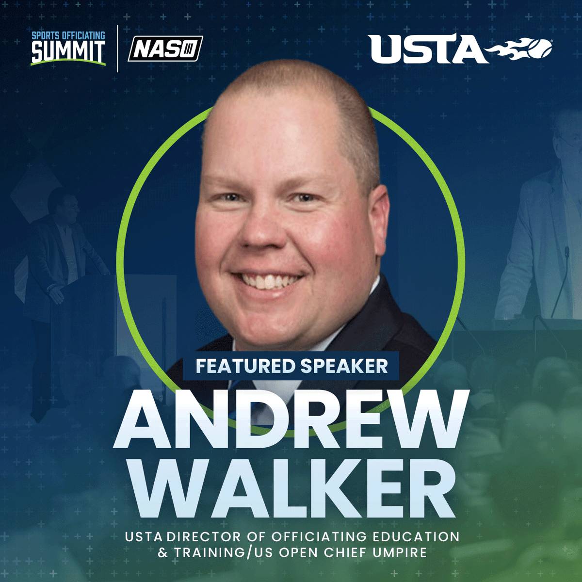 NASOofficiating's tweet photo. Andrew Walker, USTA Director of Officiating Education and Training, will be a featured speaker at the annual NASO Sports Officiating Summit held July 26-28 in beautiful downtown Grand Rapids, Mich. Make your plans to be there! https://t.co/2u61f8nKnD https://t.co/gRgzXKRCaP