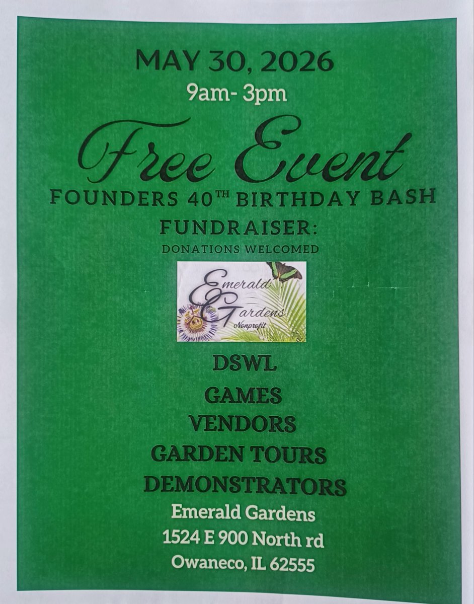 dmddeb's tweet photo. Saturday, May 30, 2026, I'll be at Emerald Gardens, 1524 E. 900 North Rd., Owaneco, IL from 9AM - 3PM. I'll be autographing my picture books The Memory Jar, Cows Can't Be Clowns, and Grandpa's Barn. Hope to see you there! https://t.co/3pNW6dtkHv