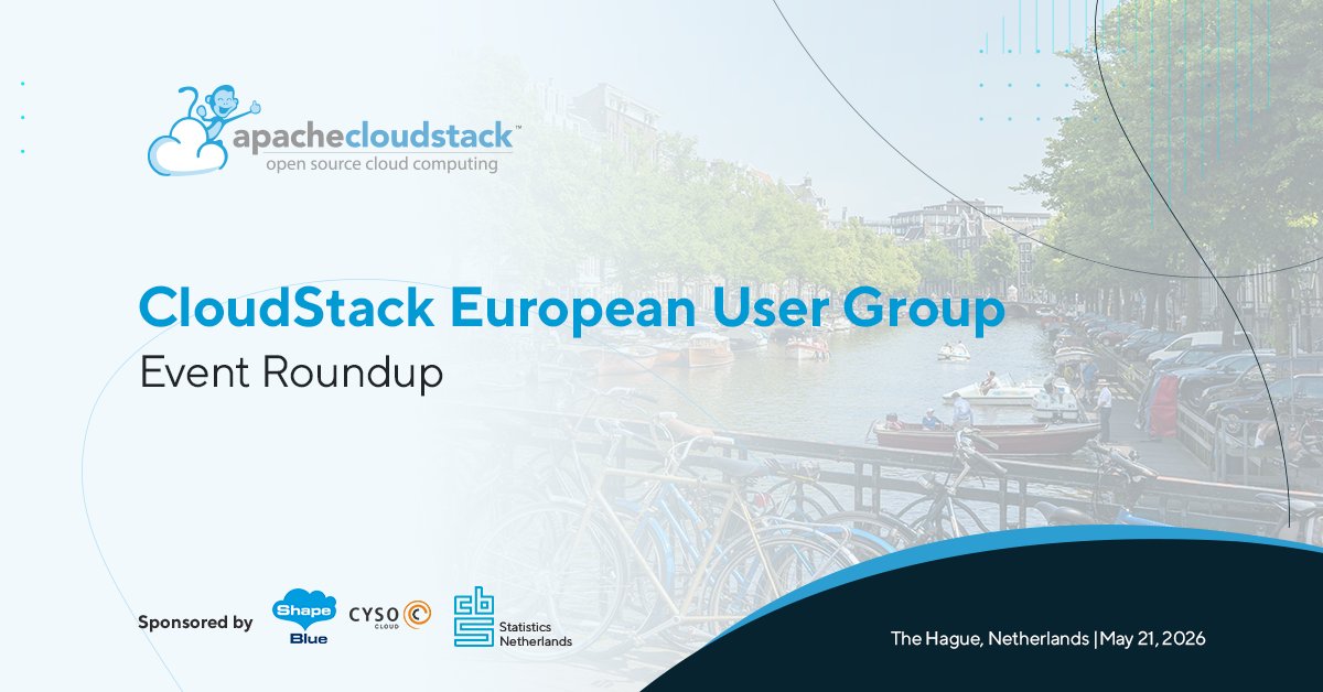 CloudStack's tweet photo. Officially the biggest CloudStack User Group event to date, held in The Hague last week. Open-source cloud innovation, migration strategies, Kubernetes, storage, and digital sovereignty — all discussed at #CSEUG2026 
👉 ttps://cloudstack.staged.apache.org/blog/cseug26-roundup https://t.co/V19vRoMV0N
