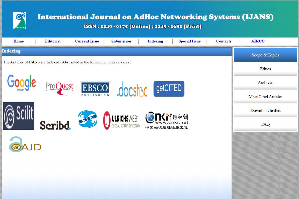 JournalIjans's tweet photo. ***Free Publication***
International Journal on AdHoc Networking Systems (IJANS)

ISSN : 2249 - 0175 [Online] ; 2249 - 2682 [Print]

Webpage URL: https://t.co/G4H4Repxpl

Submission URL: https://t.co/rXy76X6Vu9

Here's where you can reach us : ijans@aircconline.com 

#adhoc https://t.co/OLouWWIIX2