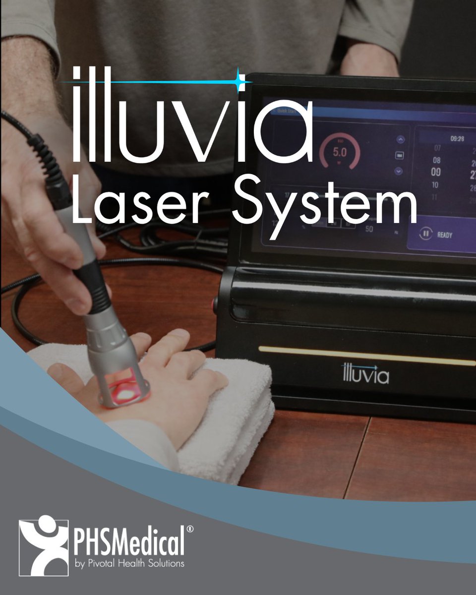 PHSMedical's tweet photo. The Illuvia Laser delivers a compact, clinic-friendly system designed for fast, efficient workflow and real-world clinical use. With a color touchscreen, quick-start protocols it streamlines treatments.

#PHSMedical #PhysicalTherapy #LaserTherapy #RehabTechnology #PainManagement https://t.co/RE8U4dabAV