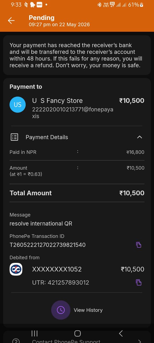 ins_ashu's tweet photo. @KotakCares 🚨 Heads up @PhonePeSupport @KotakBankLtd — I made an international UPI payment to Nepal and it's been stuck on PENDING for hours. Money already debited from my Kotak account. Need urgent resolution! 🧵 https://t.co/UDlP3Sw4QK