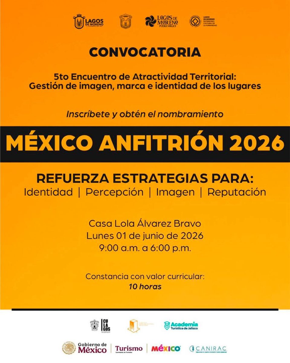 PAT_CUCEA's tweet photo. 📍Casa Lola Álvarez Bravo, Lagos de Moreno, Jal. @CULagos_UdeG
🕘 Inicio: 9:00 am
📝 Registro: https://t.co/nXrrpZDpoo

🙌 ¡Te esperamos!

#AtractividadTerritorial #MarcaCiudad #Territorios #Ciudades #Turismo https://t.co/jL7cozUiaD