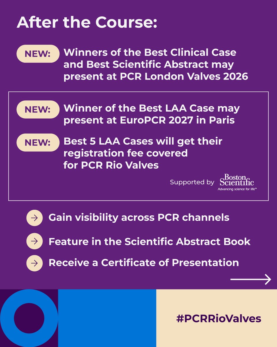 PCRonline's tweet photo. Could your work take you beyond Rio? 🌎

The #PCRRioValves deadline has been extended until 8 June. Best Clinical Case & Scientific Abstract winners will present again at #PCRLV in 2026. Plus, 5 young LATAM LAA Case presenters will have their registration for #PCRRioValves covered and the overall winner will present at #EuroPCR in 2027.

🔗 Submit now: https://t.co/slSanzx64T

@alcantaramonica @vinesteves @nicolo_piazza @FlavioRibichini @eduardosaadi @didier_tchetche @cleversonzuk @lpbadano @PedroLemosMD @l_perezp @drricalde @rodrigosaadi @TagliariPaula