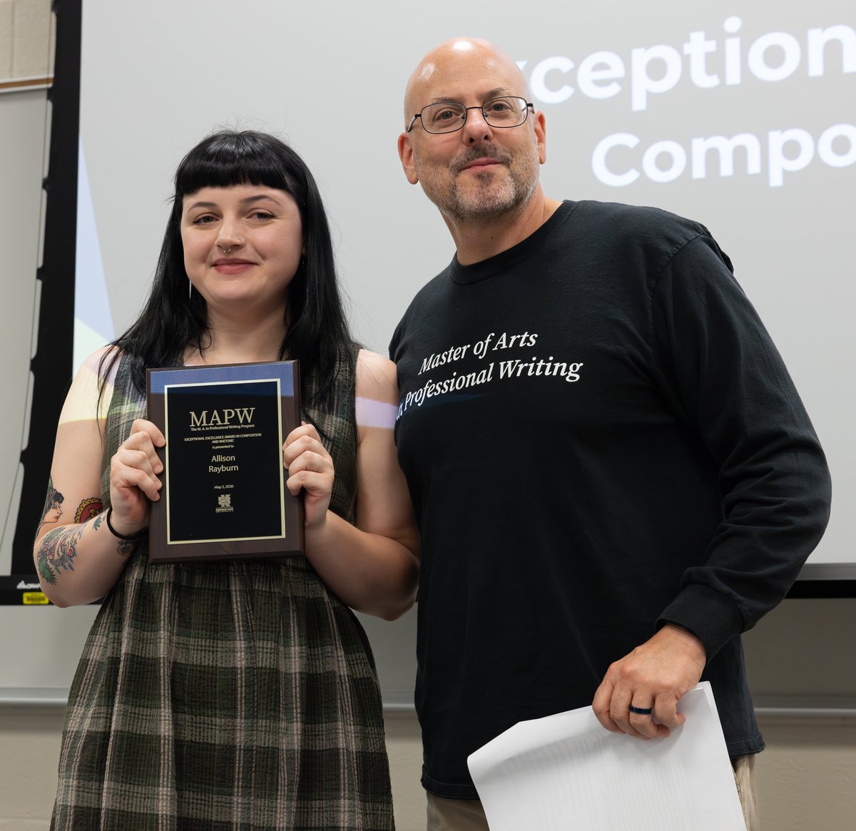 kenn_state_mapw's tweet photo. ✨ Congratulations to the 2025-2026 MAPW Award Recipients! ✨

🏆 𝗘𝘅𝗰𝗲𝗽𝘁𝗶𝗼𝗻𝗮𝗹 𝗘𝘅𝗰𝗲𝗹𝗹𝗲𝗻𝗰𝗲 𝗔𝘄𝗮𝗿𝗱 𝗶𝗻 𝗖𝗼𝗺𝗽𝗼𝘀𝗶𝘁𝗶𝗼𝗻 𝗮𝗻𝗱 𝗥𝗵𝗲𝘁𝗼𝗿𝗶𝗰 🏆
Allison Rayburn

#kennesawstate #mapw #writing #compositionandrhetoric #studentsuccess #getyourwriteon https://t.co/MsKb2zgEbD