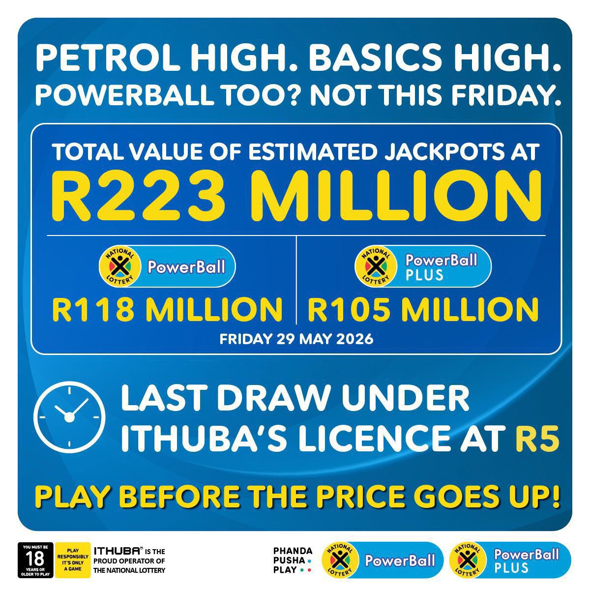 buhle_mvalo's tweet photo. A Good Friday indeed , who’s feeling lucky? 👀 Need all month end ballers to ball on a ticket that could guarantee balling for a lifetime with an estimated Jackpot valued at #R223Million Get your ticket online or on your banking app 🫵🏾
#PowerBallSA 💰 #ad https://t.co/dQJALx1Td9