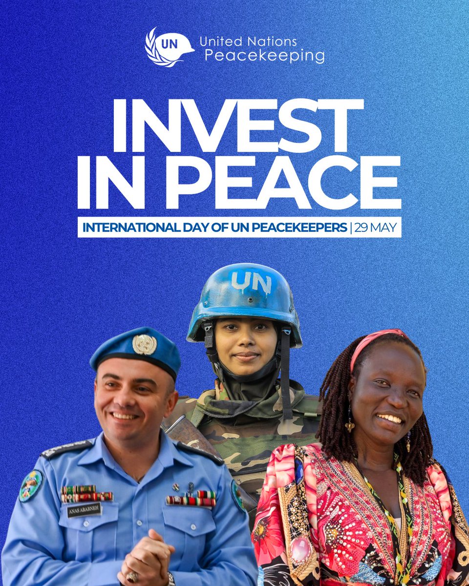 UN_Nigeria's tweet photo. Today, 29 May, marks the Int' Day of UN Peacekeepers—a time to honor their service &amp; sacrifice.
These women and men face real risks in the line of duty, and their safety &amp; security remain a top priority.
Peacekeeping remains one of the most visible &amp; enduring symbols of the @UN https://t.co/4a804w6dF8