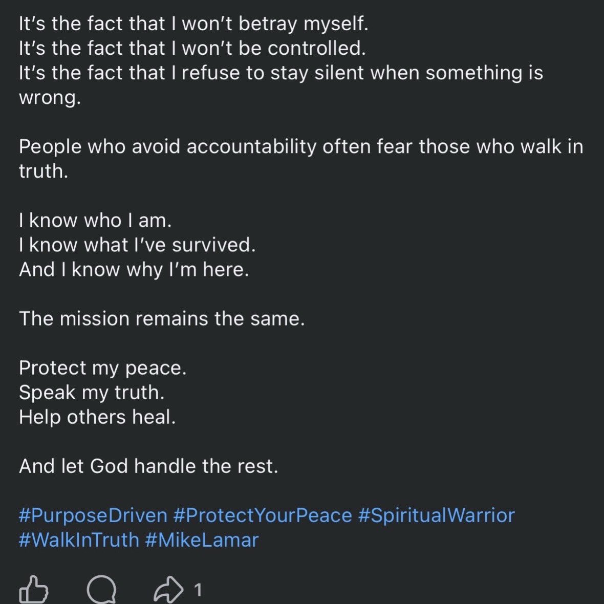 MikeLamarTV's tweet photo. It’s cool. 😎⚔️🙏🏽

#PurposeDriven #ProtectYourPeace #SpiritualWarrior
#WalkInTruth #MikeLamar https://t.co/gI8tEj4wV4