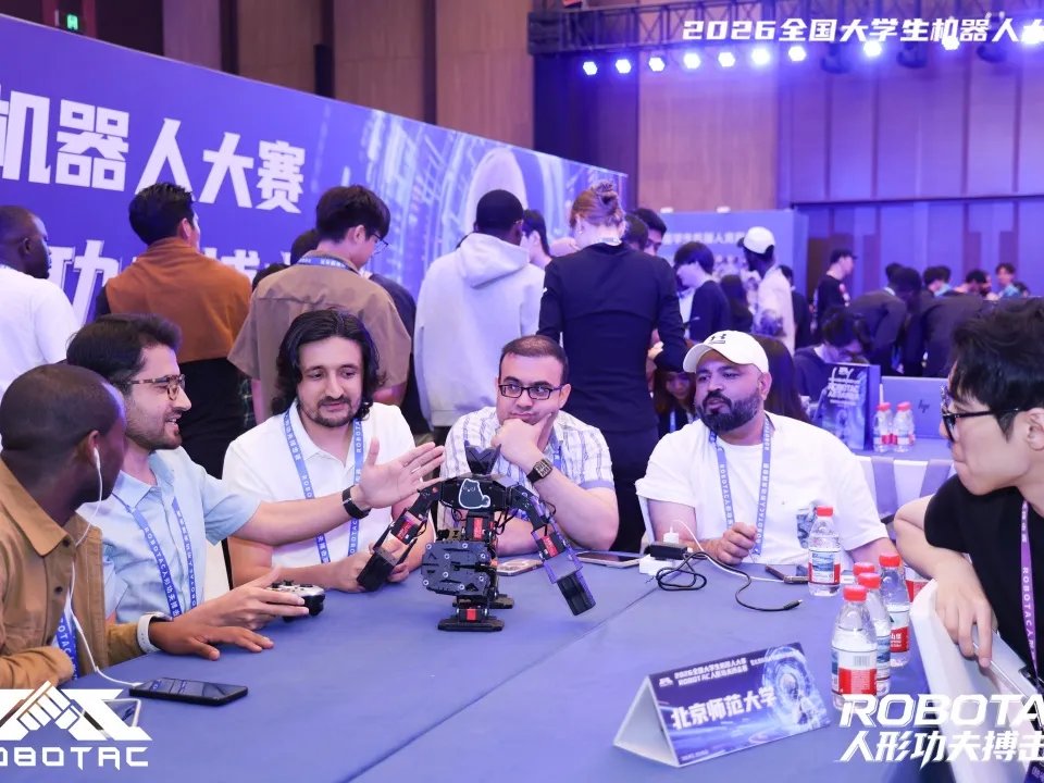 Study_Beijing's tweet photo. The international student team Robot Armor Steel from Beijing Normal University made a stunning appearance at the 2026 National University Robot Contest ROBOTAC Humanoid Kung Fu Combat Competition in Xiong'an New Area, about 100 kilometers south of Beijing.  @BNU_1902 https://t.co/qvShIZ0MVz