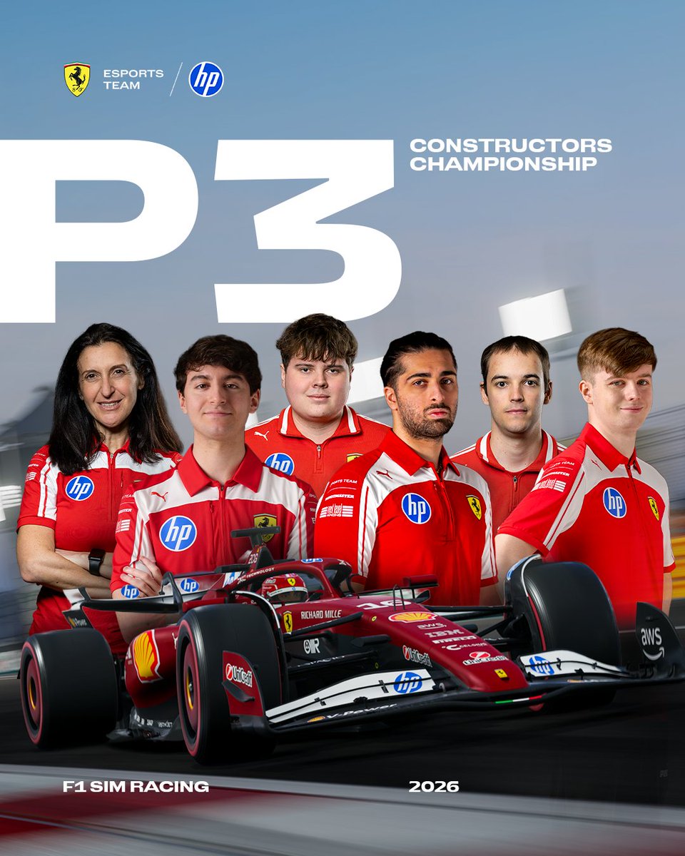 FerrariEsports's tweet photo. We came close and took it to the final round, but we take P3 in the Constructors’ Championship. We’ll be back to try for the top spot next time 🙌

#FerrariEsports #F1SimRacing https://t.co/eRU8xNmqdI