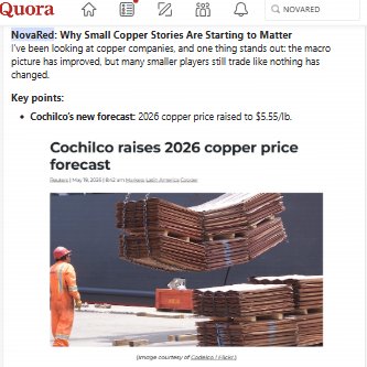 VMLvirtualmusi1's tweet photo. I like NovaRed Mining Inc CSE: $NRED because it sits where multiple copper themes collide 🔥

This is how I see it:

+ Copper demand is rising because of AI
+ Copper demand is rising because of EVs
+ Copper demand is rising because of renewable energy
+ Copper demand is rising because of grid expansion
+ Copper demand is rising because of defense and national security

At the same time, supply is getting harder.

New mines face permitting delays, environmental rules and long timelines
About 20% of mined copper reportedly needs sulfuric acid during production, and sulfur disruptions have already become part of the supply-risk story

Then there is recycling:

62M tons global e-waste in 2022
Expected 82M tons by 2030
Only 22.3% collected and recycled in 2022
Unrecovered resource value: about $62B
Copper can be recycled at 100% without losing properties

That tells me copper is getting squeezed from every angle
So yes, I want to watch early copper names

$NRED gives me: Wilmac scale. MetalCore AI. Patent angle. Ed Kostenski execution layer. Target upside

C$3.25 median target
C$4.95 high estimate

Do your own work, I’m sharing my take