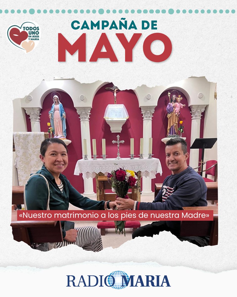 RadioMariaSpain's tweet photo. 💐 Hace unos minutos leíamos en antena el precioso mensaje de esta esposa. En octubre ofrecieron su ramo de novia en nuestra capilla, pidiendo por su matrimonio. Para ellos, Radio María es una luz y una ayuda constante en su camino.

Hoy han querido agradecer esa labor y nos confirman que ya han aportado su granito de arena a la #CampañaDeMayo. 💙

¡Estamos en el sprint final! Historias como esta nos recuerdan la importancia de estos micrófonos. Ayúdanos a seguir acompañando a miles de familias.

👉🏻 Colabora AQUÍ: https://t.co/aMEY5QTYsh

#RadioMariaEspaña #Testimonio #Familia #Sostenimiento #CampañaDeMayo