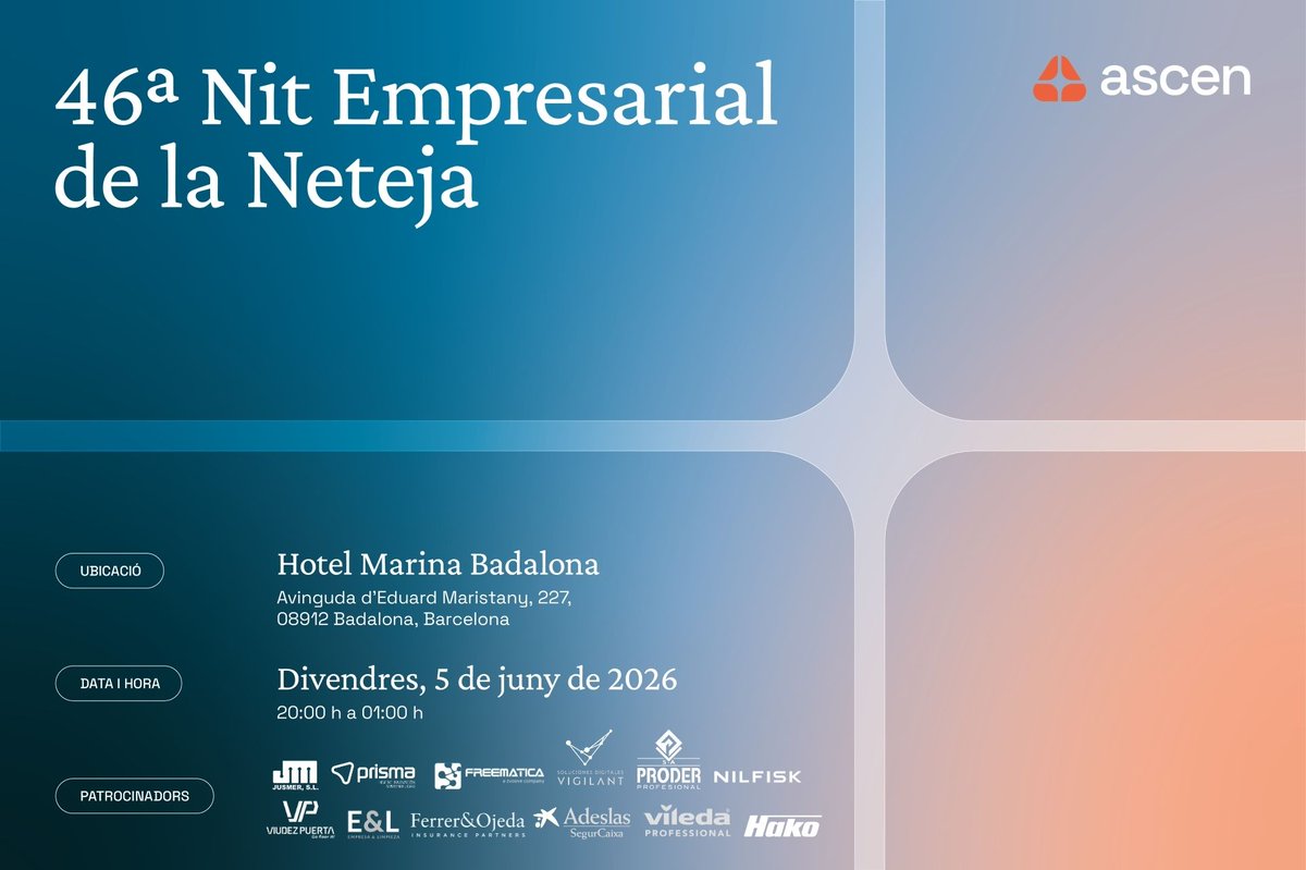 AscenAsocNeteja's tweet photo. 🗓️ Queda una setmana per a la 46a Nit Empresarial de la Neteja. 

Més de 150 persones ens retrobem per reconèixer trajectòries, donar la benvinguda a noves incorporacions i posar en valor el que fem cada dia.

https://t.co/wruNSvfHDu https://t.co/garQq4rH8l