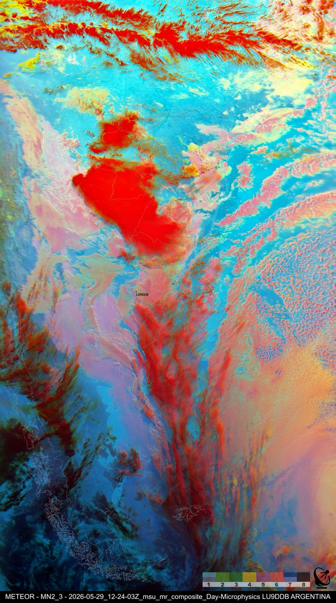 EMAVilladeMayo's tweet photo. METEOR MN2_3 HRPT 29/05/2026 0924 H.O.A
🛰️ Max Elev: 69.4°E
#satdump #sawbird #sdrplay #Meteor
(Haga clic en la imagen y luego haga clic derecho para abrirla en una nueva pestaña para obtener una resolución completa de la imagen.)
🇦🇷 LU9DDB
https://t.co/AMTMFdl8nW https://t.co/iY731cCQPM
