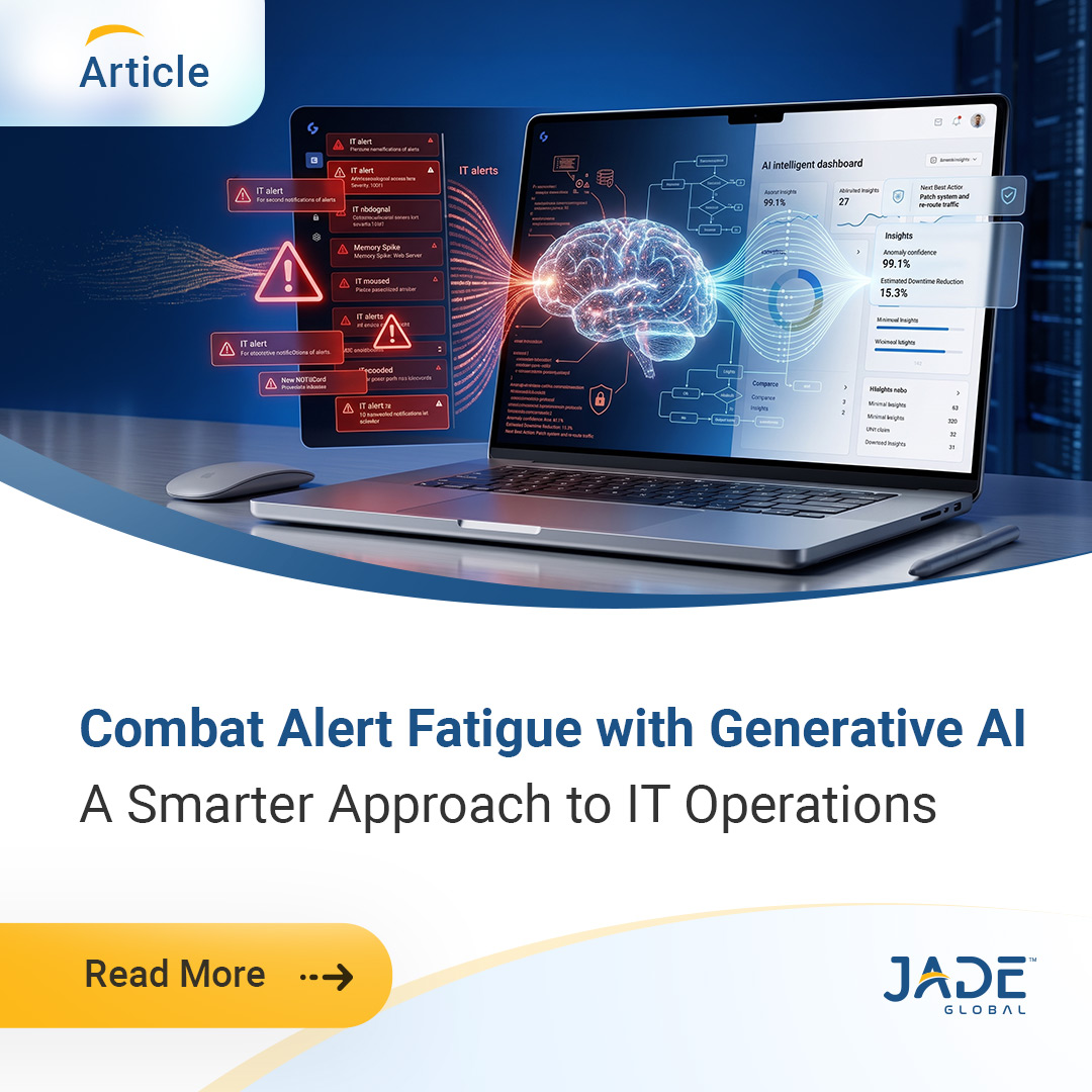 JadeGlobal's tweet photo. Thousands of IT alerts can overwhelm teams. Learn how Generative AI &amp; AIOps platforms like Jade Nexus reduce alert fatigue, prioritize issues, and improve MTTR for resilient IT operations. 

🔗 https://t.co/5GHz7kUT4p
#Article #JadeGlobal https://t.co/2ZWrkGKTmd