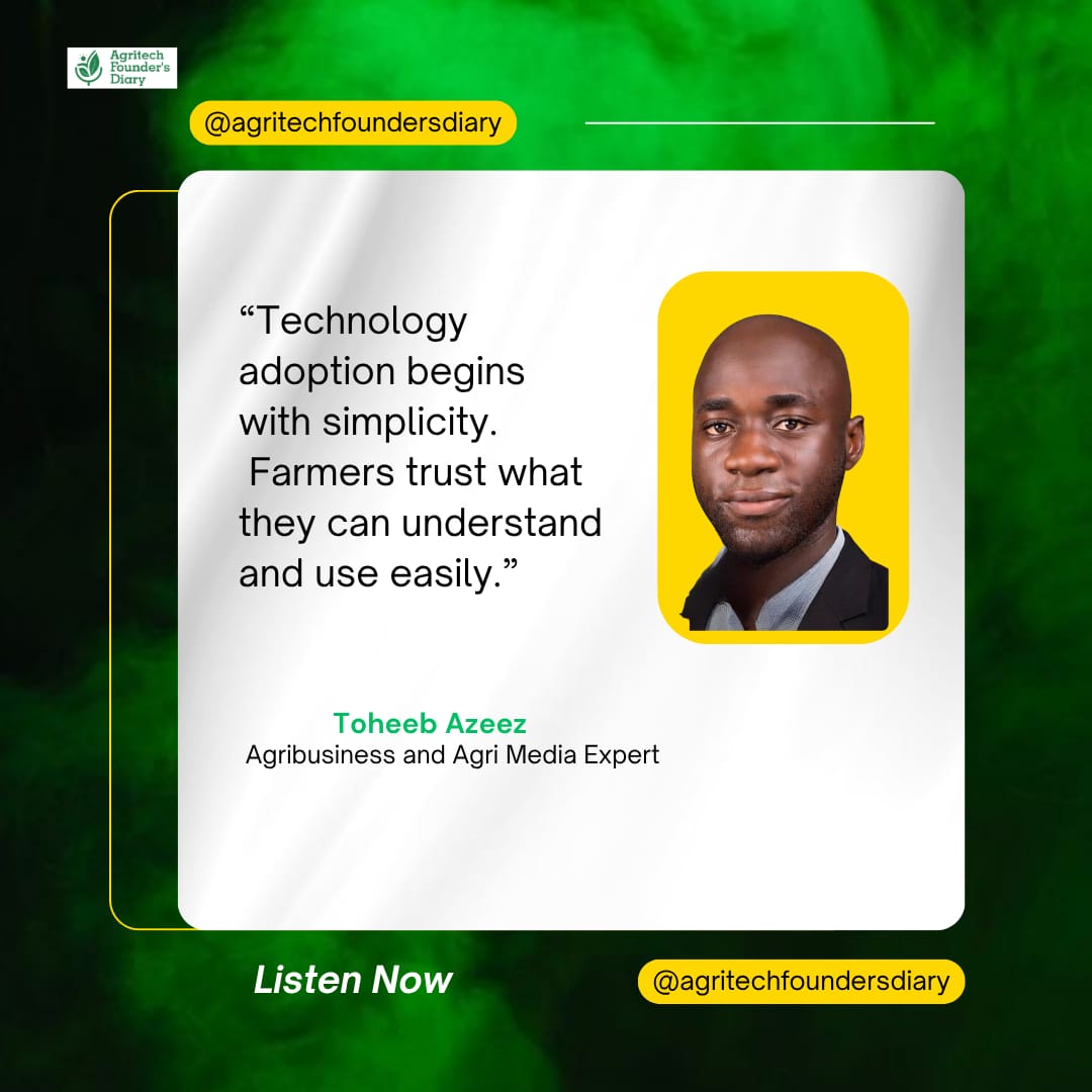 Agritech_diary's tweet photo. A powerful reminder for every agritech founder building for African agriculture.

Technology alone is never enough. 
Real adoption starts when farmers see practical value in their everyday realities.

Full episode drops soon.

#Agritech #Agritechfoundersdiary https://t.co/PDZ2XCgL5E