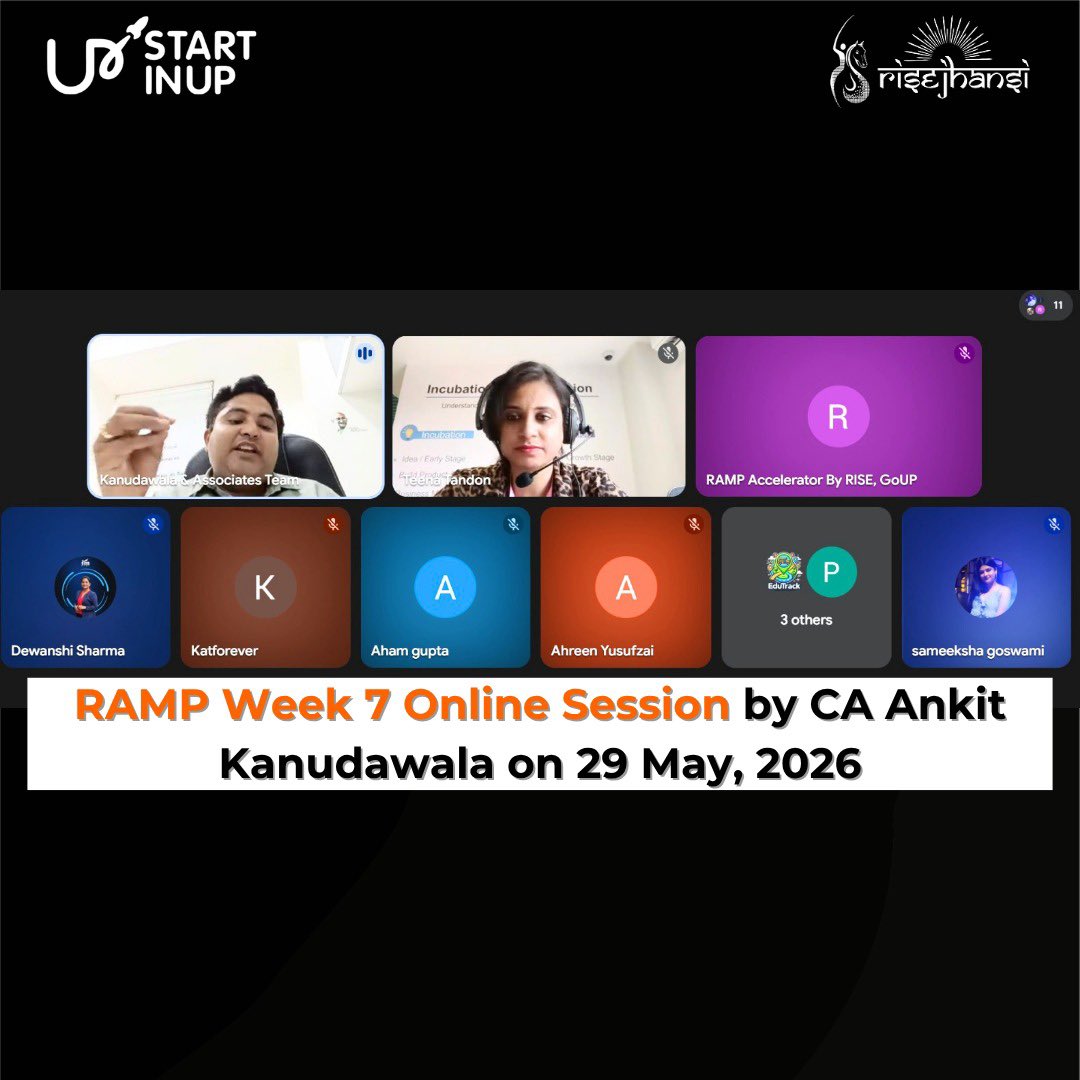 RiseJhansi's tweet photo. RAMP RISE Accelerator Maverick Program Week 7 | Session by CA Ankit Kanudawala on 29 May focused on decoding termsheets, understanding investment terms and building confidence in fundraising and negotiation discussions #RAMP #StartupIndia #Termsheet #Fundraising https://t.co/dvCRq5p1bn