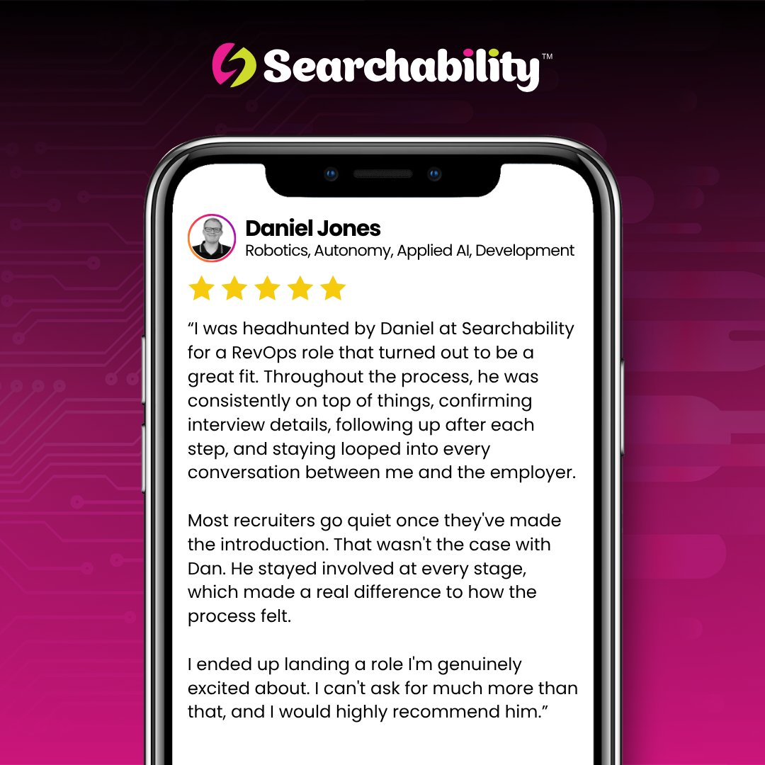 SearchabilityUK's tweet photo. We're delighted to hear that Daniel's support helped make this candidate's journey a positive one and, most importantly, led to a role they're genuinely excited about. 🙌

Reviews like this mean a lot to our team and reinforce why we do what we do every day! https://t.co/xYjYnINsel