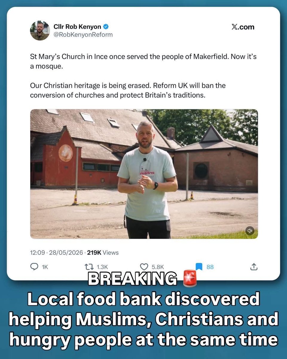GedCarter1's tweet photo. RefUK candidate here telling a straight race-baiting lie. It isn’t a mosque. Just a lie. https://t.co/t1ekK5BRo8