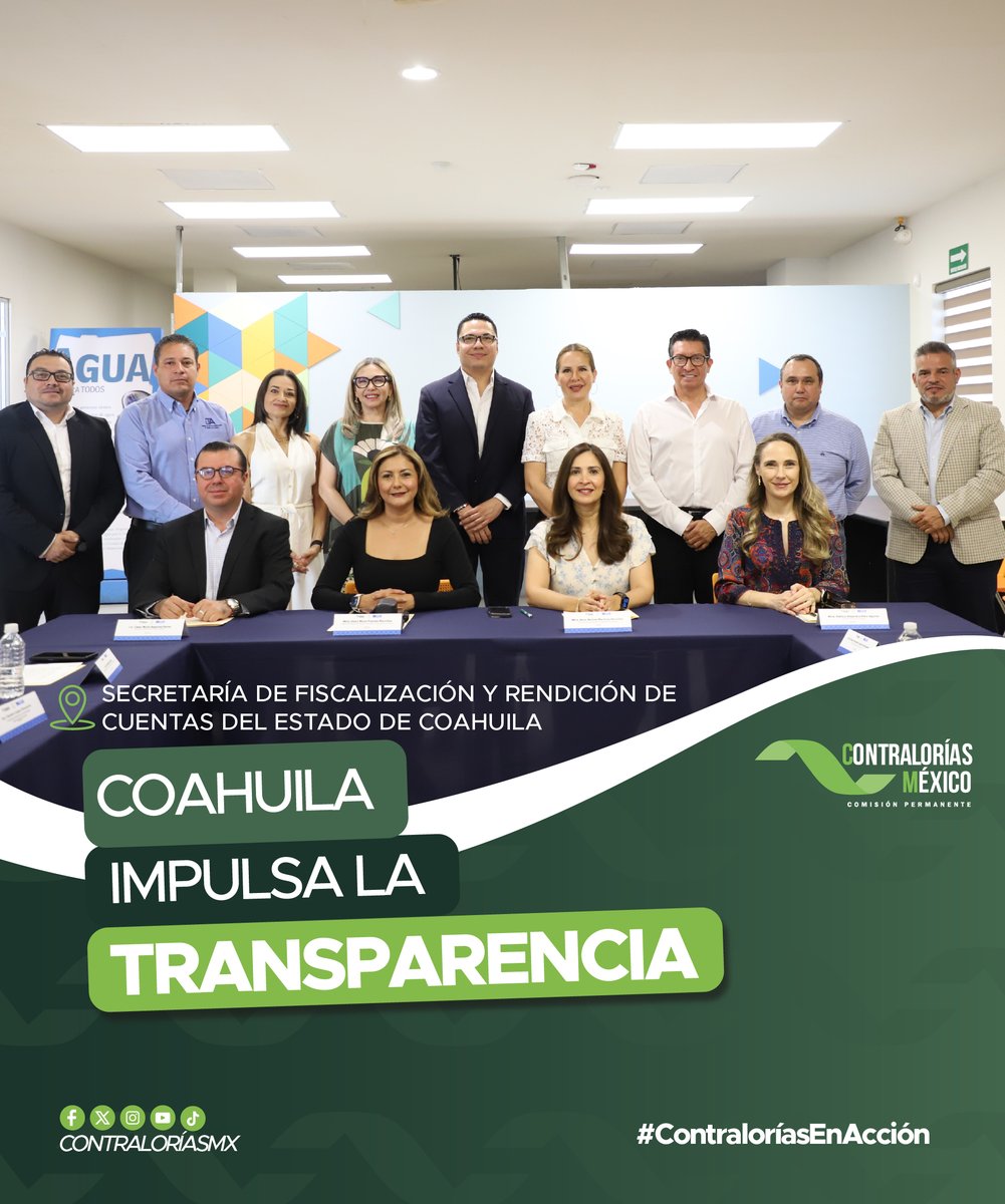ContraloriasMX's tweet photo. La Secretaría de Fiscalización y Rendición de Cuentas de Coahuila a cargo de Elma Marisol Martínez González, llevó a cabo la 2ª sesión ordinaria del Consejo Estatal de Transparencia 2026 con titulares de los órganos internos de control de los Poderes Legislativo y Judicial, organismos autónomos y contralorías municipales.

En esta sesión se aprobaron los nuevos lineamientos técnicos para la publicación de información de los Sujetos Obligados y se destacó que Coahuila se posicionó como la quinta entidad en instalar su Comité del Subsistema de Transparencia, cumpliendo al 100% con la homologación de la Reforma Constitucional.

#Coahuila #Transparencia2026 #SEFIRC #RendiciónDeCuentas #FuerteCoahuilaEs