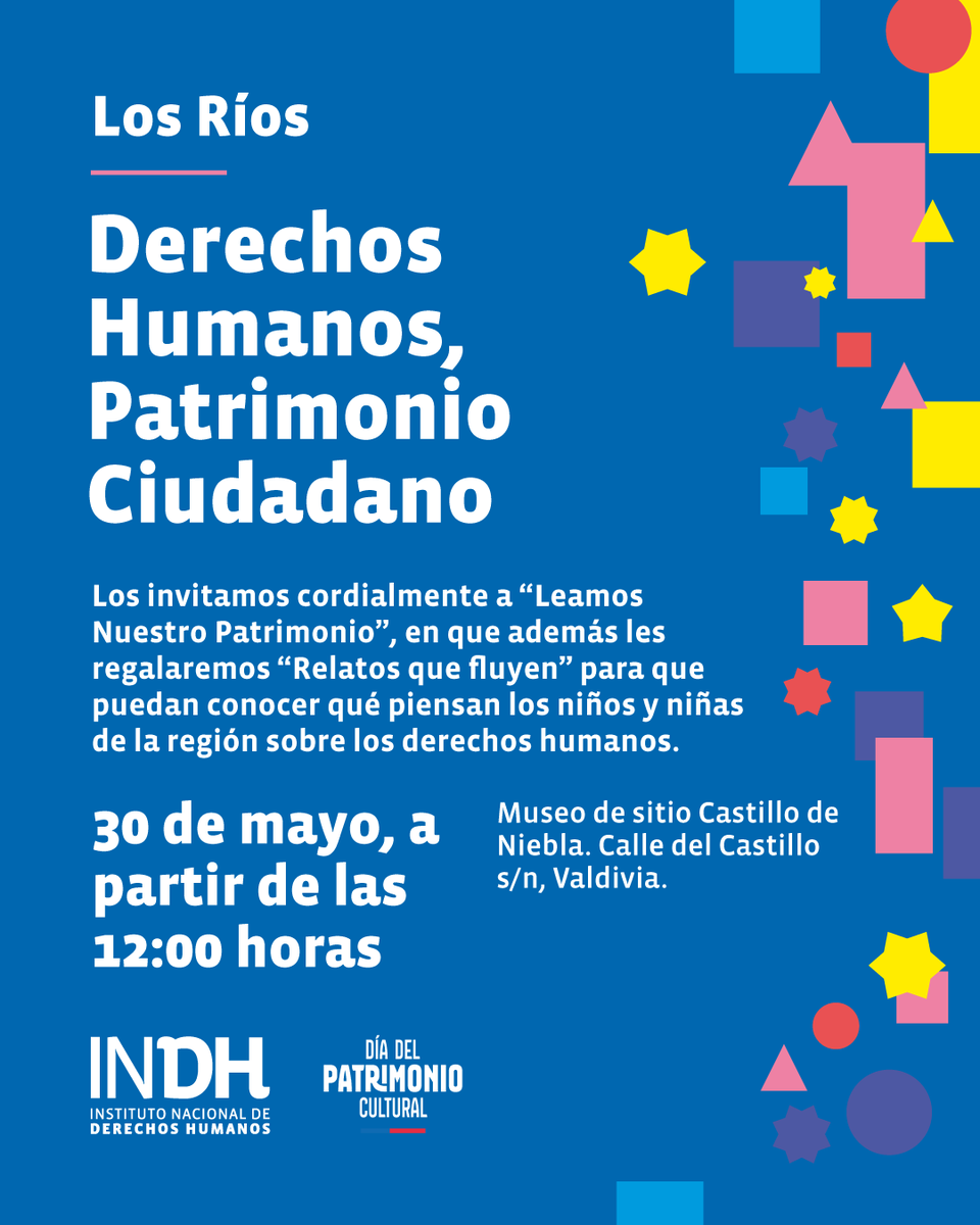 inddhh's tweet photo. En el sur:
📍En La Araucanía habrá dos actividades dirigidas a niños, niñas y adolescentes: “Dibuja a tu defensora de derechos” y la obra de teatro “Respétame tal cual soy”.
📍 En Los Ríos se hará la actividad “Leamos nuestro patrimonio”, con entrega gratuita del libro “Relatos que fluyen”.
📍 En Aysén habrá actividades se desarrollará “Cuéntame Aysén”, en la Biblioteca Pública de Puerto Aysén. Y en Coyhaique la sede regional abrirá sus puertas para exponer cómo los derechos humanos mejoran la vida en el territorio.
