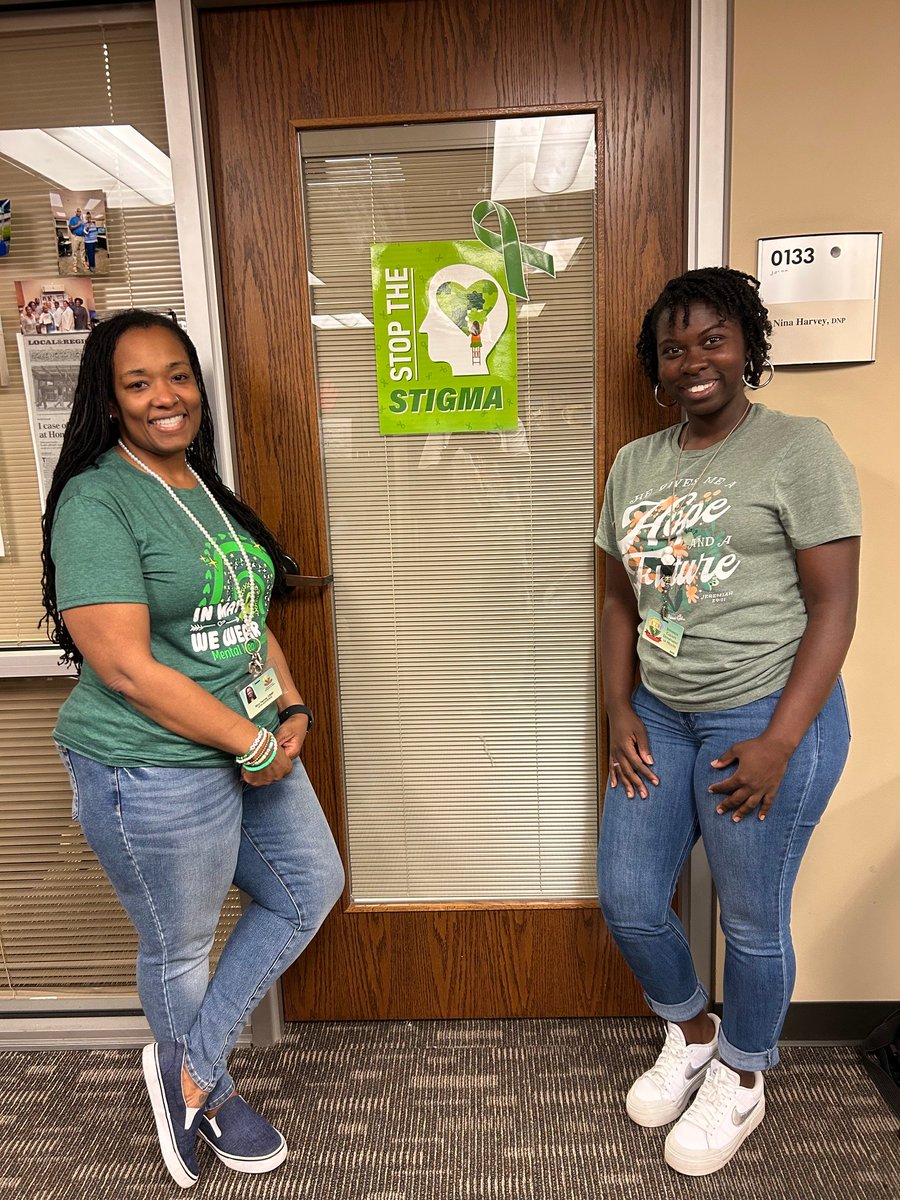 jcdhtweets's tweet photo. In honor of Mental Health Awareness Month, JCDH Specialty Clinic gathered to show support for those living with mental illness. JCDH stands in solidarity with individuals and their loved ones, and remains committed to breaking the stigma 💚 https://t.co/ty2qWr88VB
