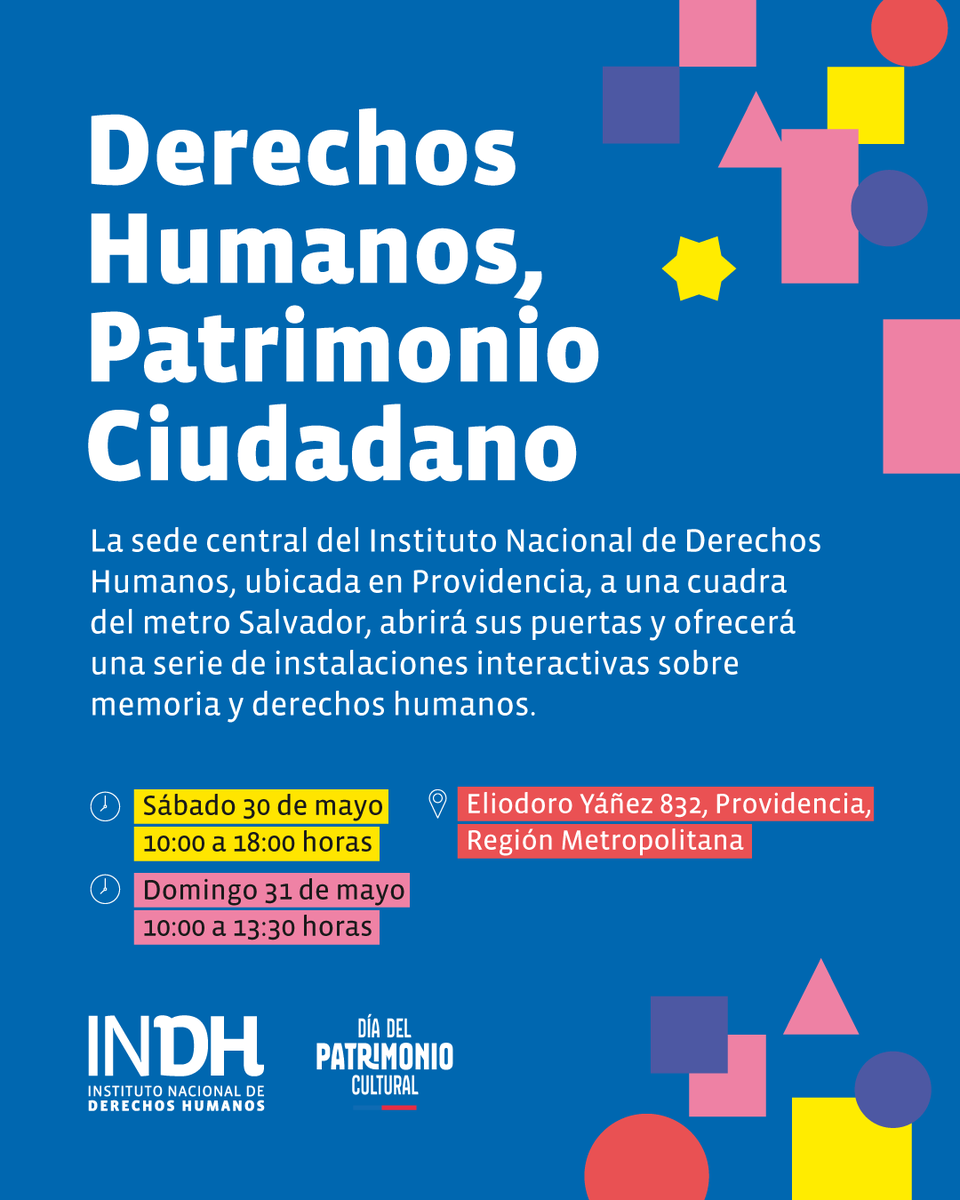inddhh's tweet photo. Y en 👉 En la Región Metropolitana, la sede central abrirá sus puertas con muestras interactivas, talleres e instalaciones para personas de todas las edades.
🔗 Revisa todos los detalles de las actividades en el sitio web https://t.co/7ZQeyfv41B https://t.co/nY6uUXSztJ