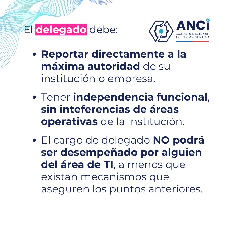 ANCIChile's tweet photo. 💡 Desde la #ANCI les recordamos en qué consiste la figura del 𝗱𝗲𝗹𝗲𝗴𝗮𝗱𝗼 𝗱𝗲 𝗰𝗶𝗯𝗲𝗿𝘀𝗲𝗴𝘂𝗿𝗶𝗱𝗮𝗱, obligatoria para los OIV, y cómo se diferencia de la del encargado.

📚 En mucho más detalle, y también como gráficas descargables, aquí: https://t.co/G9L4f4ABZs https://t.co/lPxmXEVwpw