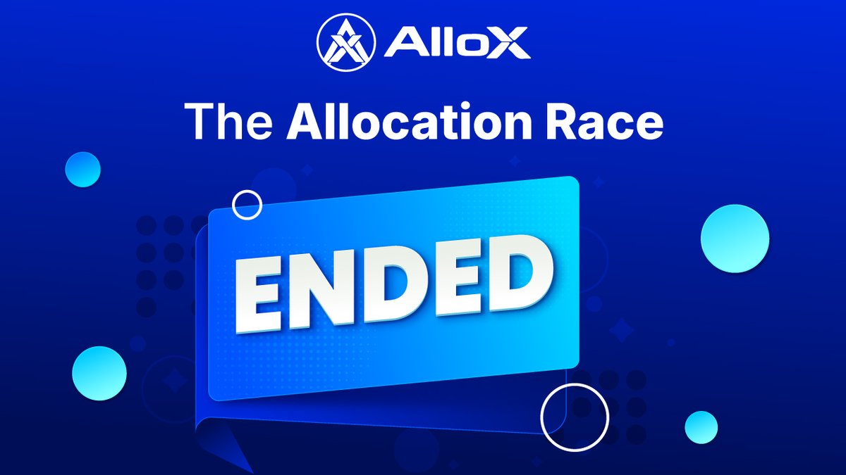 alloxdotai's tweet photo. The Allocation Race has officially ended. 🏁

Thank you to everyone who competed. The leaderboard is now locked.

Gem rewards will be distributed to your accounts within 7 days. Keep an eye on your AlloX account.

While you wait, don't miss what's still running:

📊 Prove Your Portfolio. Build daily. Earn guaranteed Gem rewards based on your portfolio.

And Season 2 of The Allocation Race is coming. Stay tuned.

https://t.co/2yRukLh06M