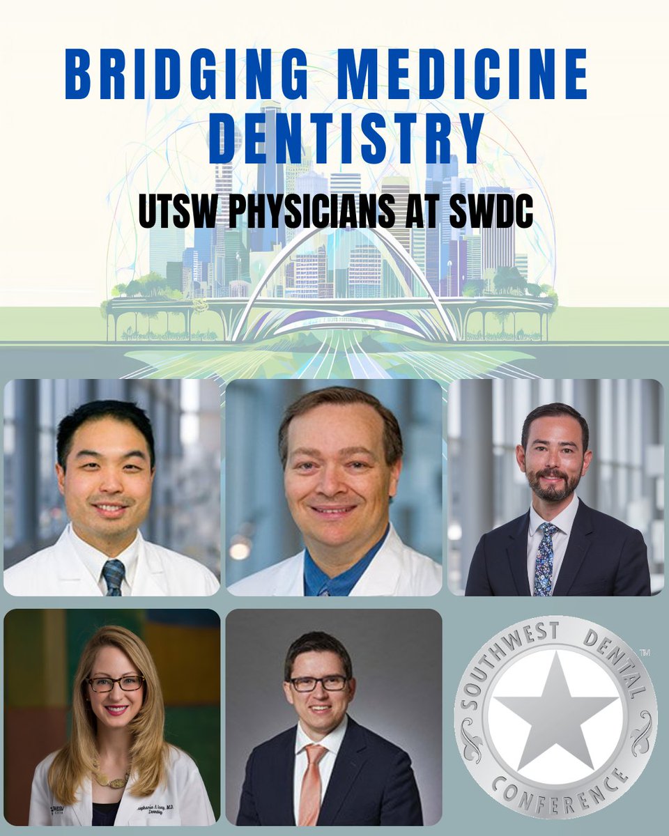 SWDentalConf's tweet photo. Physicians from UT Southwestern are joining the SWDC lineup! These interdisciplinary sessions bring medicine and dentistry together — giving practical insight to better treat today’s complex patients. Find these powerful, practice-impacting courses at https://t.co/M43dhFYuY4. https://t.co/uZFV1vCKL7