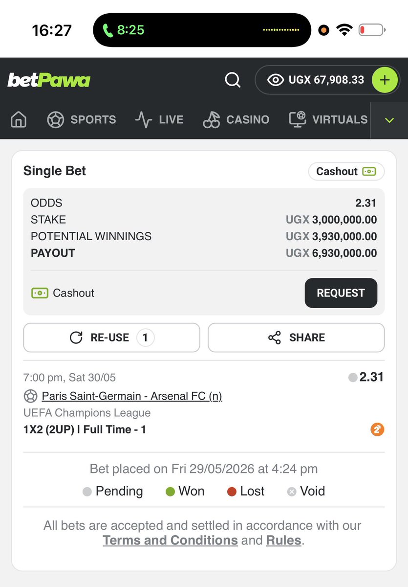 Chiefhassa10463's tweet photo. Not tweeting until Arsenal losses the champions League final👋 good luck @PSG

Staking all my 2025/26 profits on @Arsenal to lose the finals! Unfortunately I couldn't stake more than 3 millions!  Come on Parisians🔥 https://t.co/qb02QoVbkT