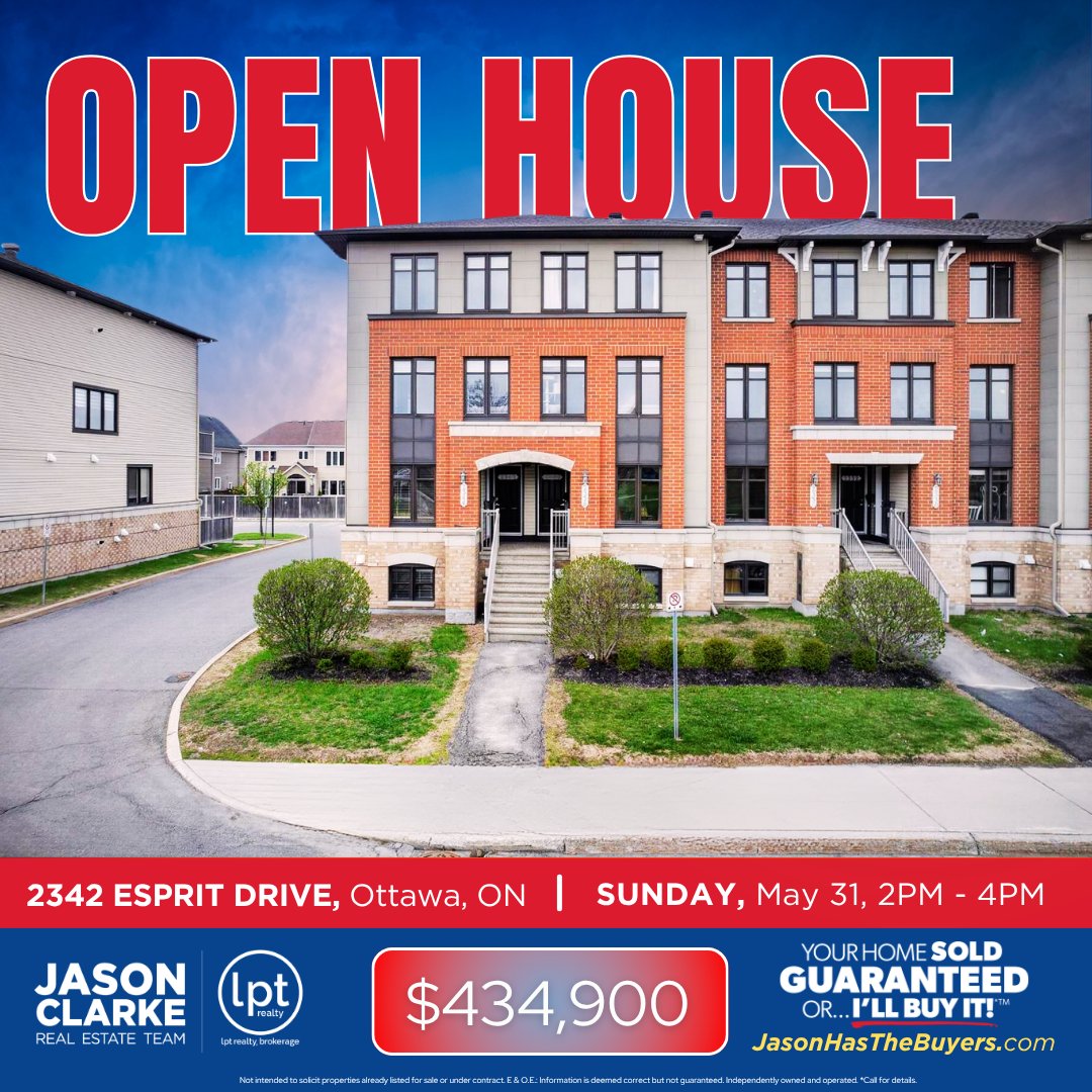 JasonClarkeRE's tweet photo. 🏡 Open House

📍2342 Esprit Drive, Ottawa
MLS® Number: X13109430

2 bed • 3 bath • Move in ready

Tour this bright and stylish condo in the heart of Avalon featuring private ensuites, open concept living, and 2 owned parking spaces.

#JasonClakeRealEstateTeam #LPTCanada https://t.co/qHJh9SZPA4