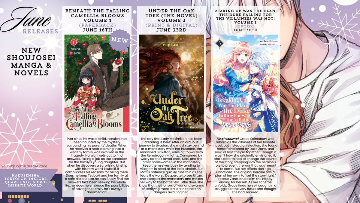 laura_a_grace's tweet photo. And last but not least we have two new releases from @SquareEnixBooks and @TOKYOPOP, with TokyoPop debuting new series!

We are also getting a new novel volume of Under the Oak Tree by @InkloreBooks and the final volume of Breaking Up Was the Plan by @CrossInfWorld!

🧵 (7/8) https://t.co/N5HQx1WFrS