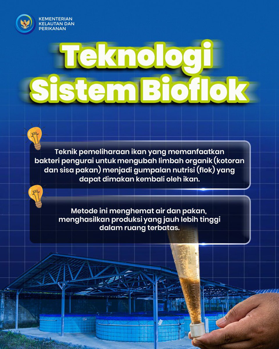 kkpgoid's tweet photo. Sahabat Bahari, buat kamu yg mau budi daya ikan tp terkendala lahan, air ataupun pakan, jgn khawatir, itu semua No Big Deal! 

Kenalin nih, Sistem Bioflok! Teknologi budi daya modern yang konsepnya mirip frugal living tapi versi ikan. Hemat air, hemat pakan, tp panennya maksimal. https://t.co/0ewSHx1AhU